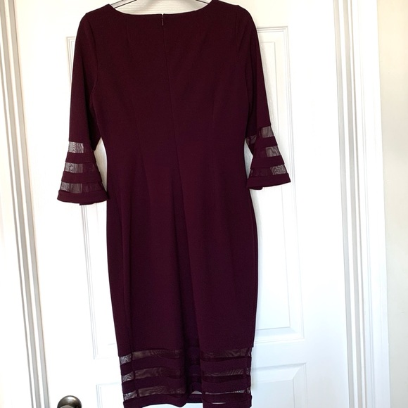 Calvin Klein Women's Bell Sleeve Sheath Dress with Sheer Inserts - Picture 2 of 5